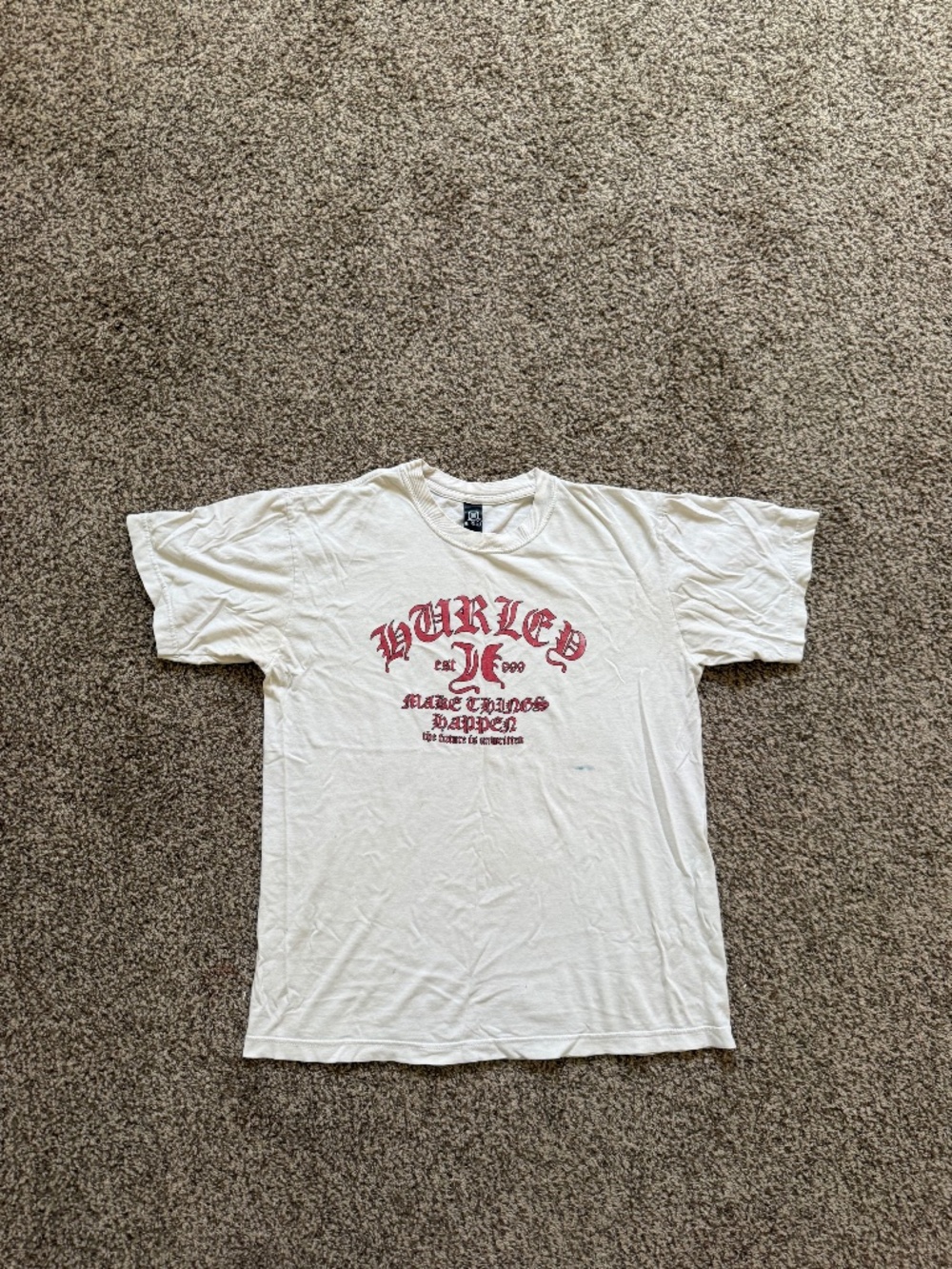 White T-Shirt With Red Writing